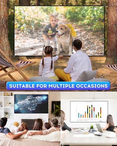 Leinwand Beamer 120 Zoll, KESCRON 16:9 HD Projektor Leinwand Projector Screen Faltbare und Tragbare Anti-Falten Beamerleinwand Outdoor