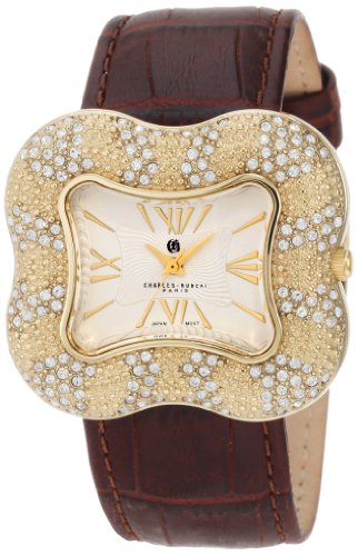 Charles-Hubert- Paris Crystal Gold-Plated Stainless Steel Case Quartz Watch #6754-G