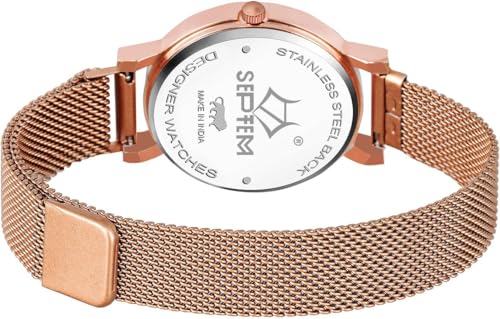 Image of Septem 147-BlackMagnet Belt Diamond Studded Flower Design Analog Wrist Watch for Girls