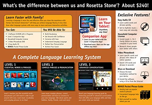 Learn Korean: Instant Immersion Family Edition Language Software Set  - 2016 Edition #TOP6