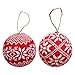 Christmas Nordic Sweater Knit Ball Ornaments, 3.625 inch Pack of 2
