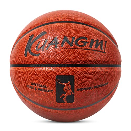 Kuangmi Authentic Series Basketball, hergestellt für Innen- und Außenbereich, Verbundleder, mittlere Größe 15,2 cm, Braun Cover