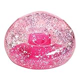 Three Cheers for Girls by Make It Real - Pink Glitter Confetti Chair - Inflatable Lounge Chair for Kids - Comfortable & Portable Blow Up Chair Perfect for Outdoors, Bedrooms, Game Room, Dorms & More