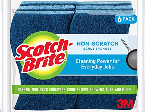 Scotch-Brite Non-Scratch Scrub Sponges, 6 Scrub Sponges, Lasts 50% Longer Than The Leading National Value Brand, 1 Pack of 6