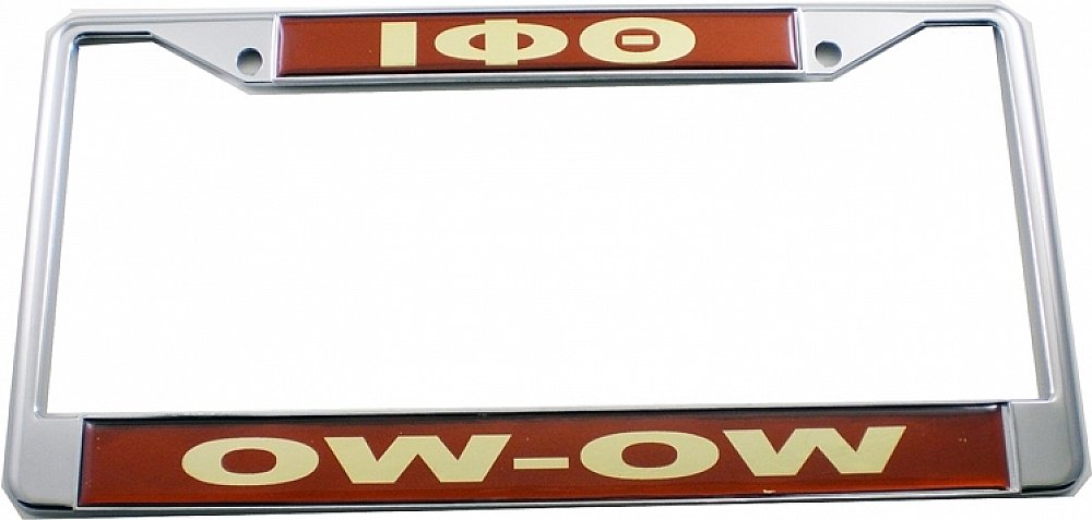 Iota Phi Theta Domed Ow-Ow Call License Plate Frame [Silver - Car/Truck].