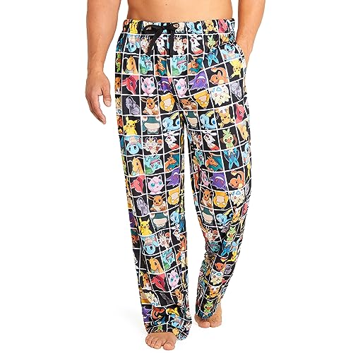 Pokemon Pantalones Pijama para Hombres - Pantalón Largo para Hombres S-3XL - Regalos para Adulto, Navidad, Cumpleaños (Multicolor, L)