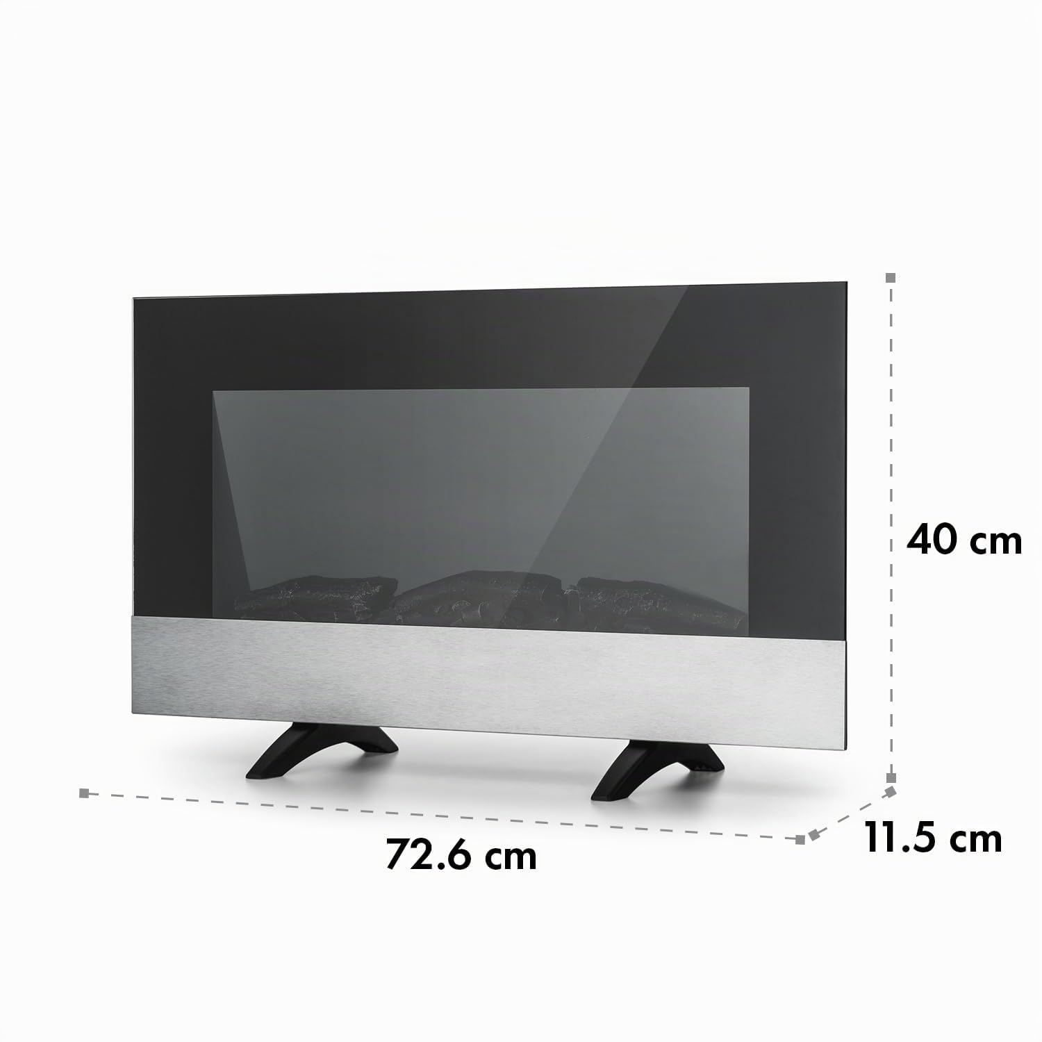 Klarstein Basel Elektrokamin - Heizlüfter mit 1000 oder 2000 Watt Heizleistung, 2 Heizstufen, LED-Flammenillusion in 7 Farben, Thermostat, Stand- oder Wandmontage, Wochentimer, schwarz