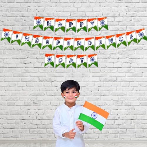 Image of FI - FLICK IN 1 Pcs Independence Day Decoration Items Tricolor Bunting With Ribbon, Republic Day Decorations, Independence Day Decoration Combo (Pack of 1)