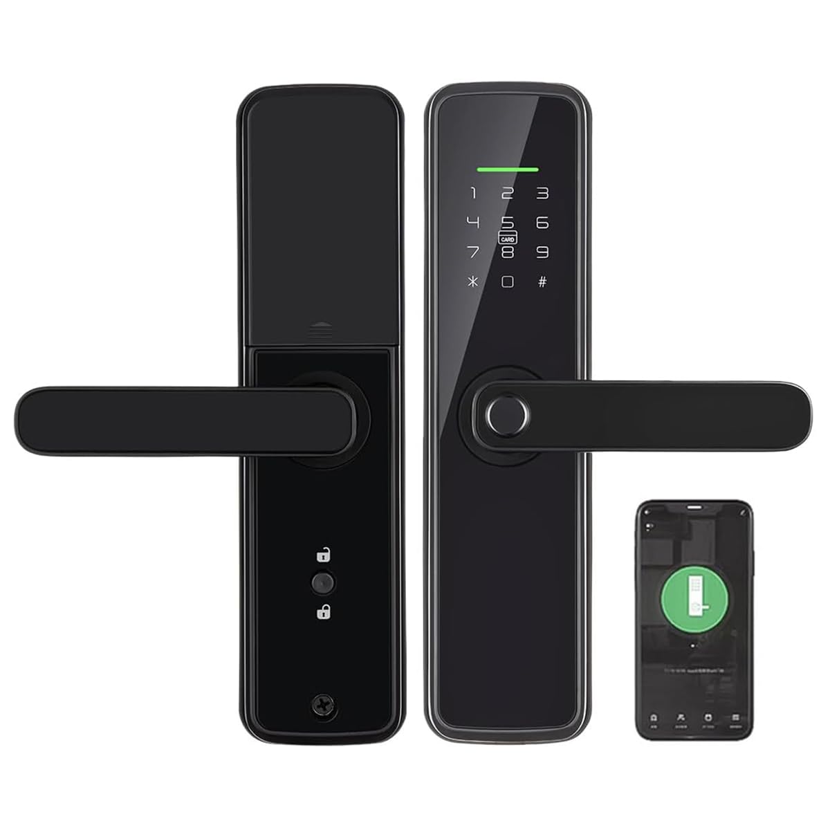 Smart Door Lock, Smart Lock,Keyless Entry, Fingerprint,Build in WiFi,Keypad Door Lock with Reversible Handle Tuya APP Control for Home Airbnb Office