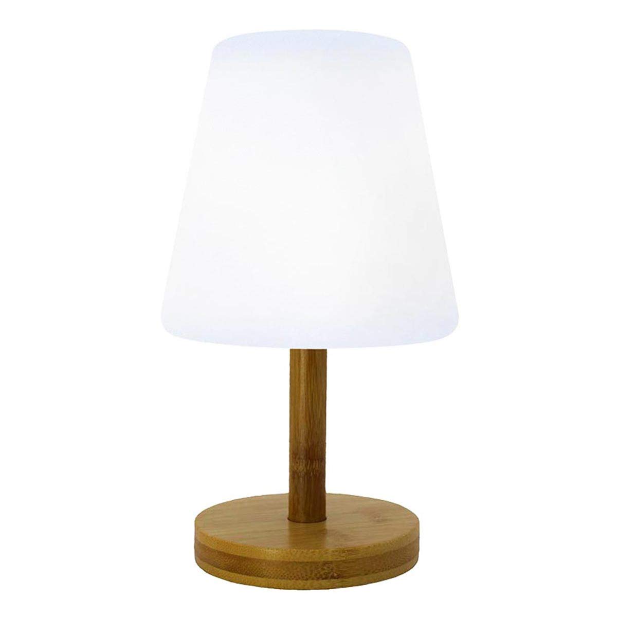 LumiskyWireless Table Lamp, Bamboo Base, LED, Warm White/White, Dimmable, Standard Mini Wood, Height 25 cm