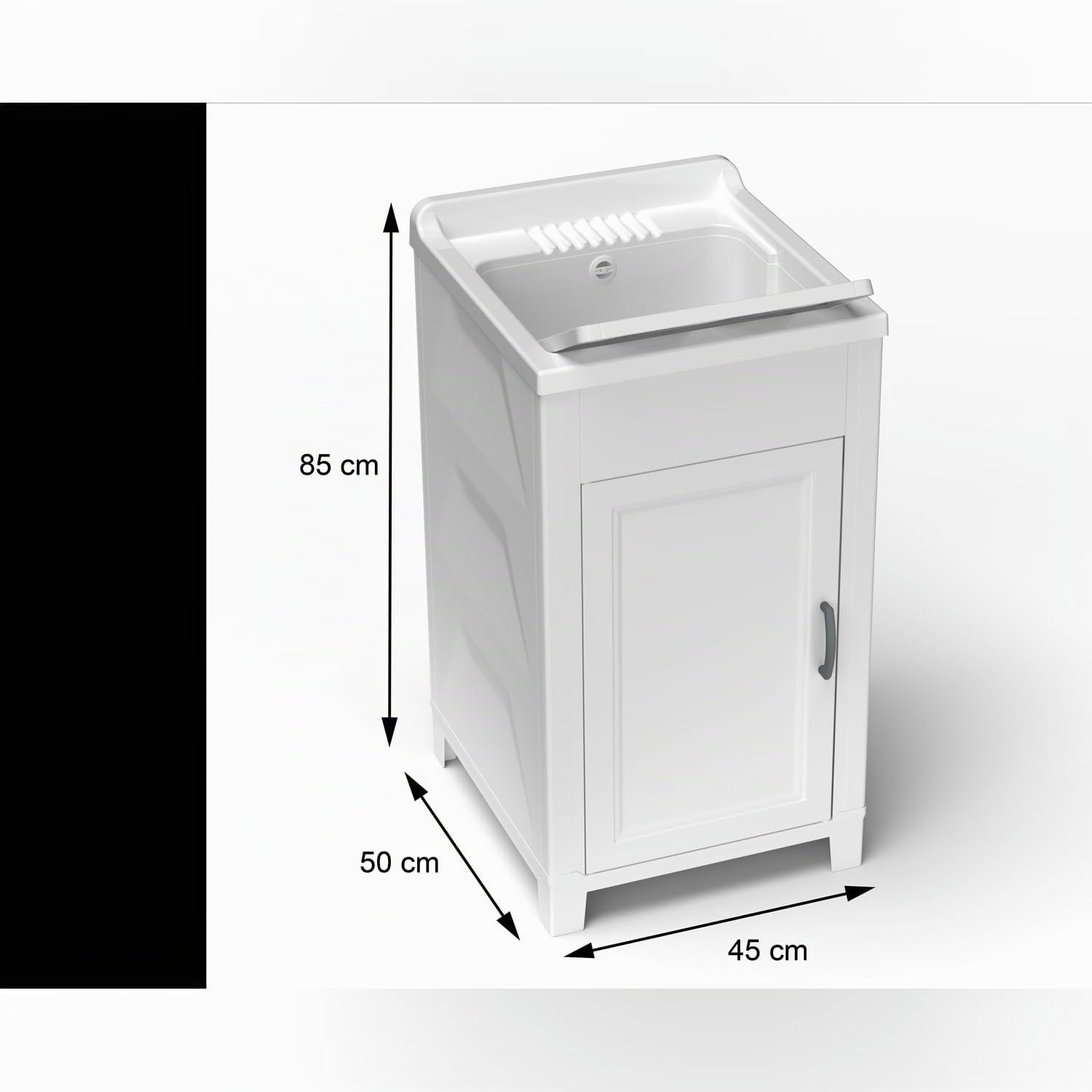 Mueble de 45 x 50 cm, kit de lavabo de resina y PVC, color blanco