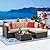 Vongrasig 5 Piece Patio Furniture Sets, All-Weather Brown PE Wicker Outdoor Couch Sectional Set, Small Conversation Set for Garden/Patio w/Ottoman, Glass Table, Red Pillow, Beige
