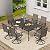 VICLLAX 7 Pieces Outdoor Dining Set, Patio Furniture Set of 6 Patio Swivel Dining Chairs and Rectangular Patio Table with Storage Shelf, Mixed Brown Chairs & Black Tabletop