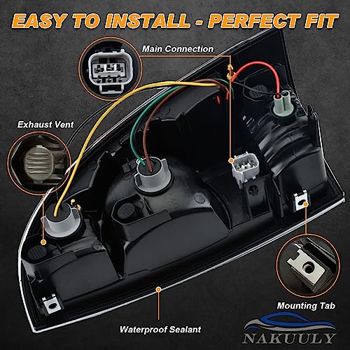 Image of Tail Lights Compatible With 2005-2015 Tacoma (Black Housing Style) | Driver and Passenger Side, LED and Halogen, w / Bulb and Harness, Taillight Brake Signal Assembly