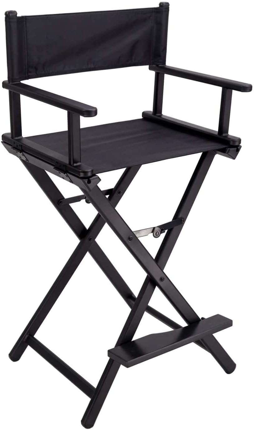 Lightweight Aluminum Portable Professional Director Makeup Artist Chair, Foldable Aluminum Makeup Director Chair Make Up Artist Chair (Black)
