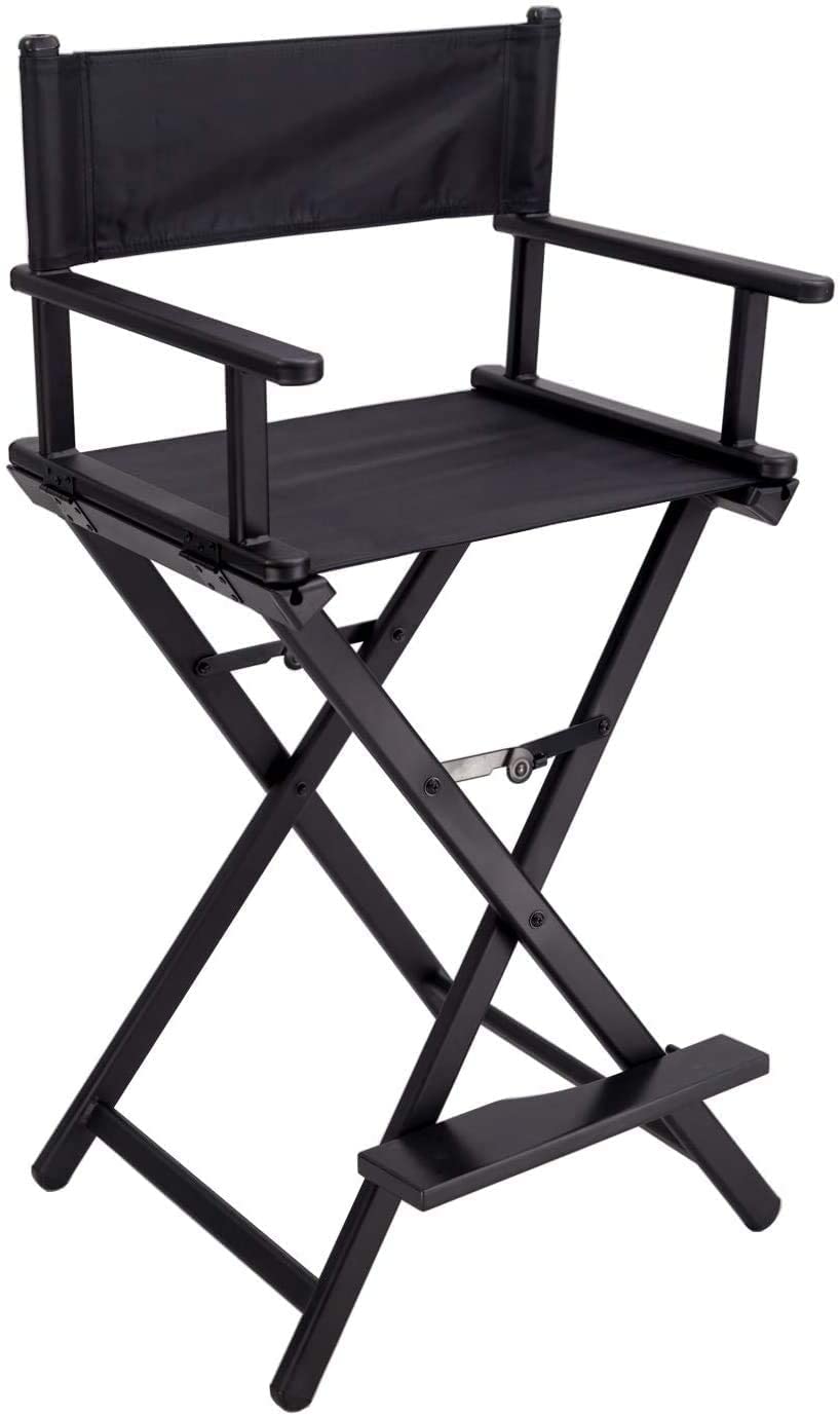 Lightweight Aluminum Portable Professional Director Makeup Artist Chair, Foldable Aluminum Makeup Director Chair Make Up Artist Chair (Black)