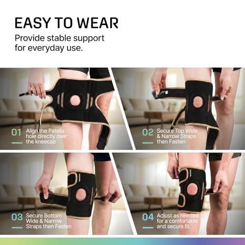 Image of Modvel Knee Brace with Side Stabilizers & Patella Gel Pads for Pain Relief and Joint Support Breathable, Non-Slip Compression Sleeve for Men & Women, Arthritis, Meniscus, ACL Recovery