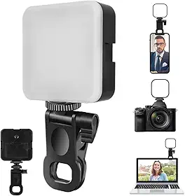 Luz LED Portátil para Gravação de Vídeo | Iluminação Clip-on para Câmera, Celular, Notebook | Brilho Ajustável 3 Níveis | Ideal para TikTok, Vlogs, Videoconferência, Maquiagem | Fixador Versátil