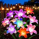 KOOPER Solar Garden Lights, 4 Pack Solar Lights Garden with 6 Head Bigger Lily Lights, IP65 Waterproof Solar Lights Outdoor, Decorative Lights for Garden, Patio, Yard, Flower Bed