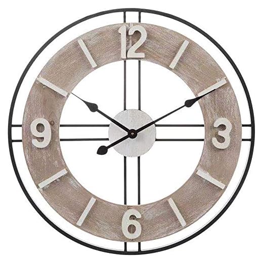 Large Farmhouse Wall Clock, 24 Inch Decorative Wood Wall Clock, Silent Non Ticking Wall Clock for 2