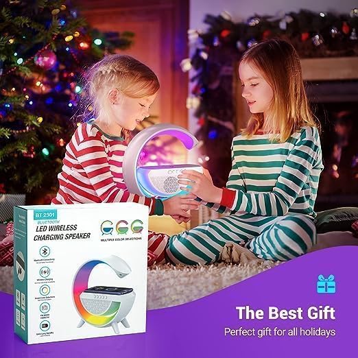 Image of Luxurious G-Lamp | Bluetooth Speaker | Table Lamp with FM Radio | Wireless Charger for Mobiles | for Bedroom, Office, Restaurant | Birthday and Corporate Gift