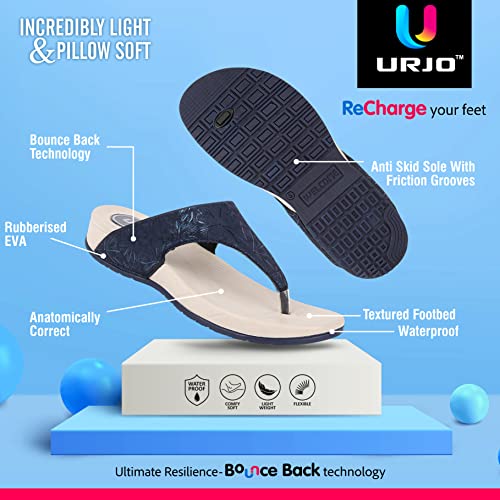 Image of URJO Women's Slippers /FlipFlops Lightweight Super Flexible Arch Support Durable Anti Skid & Stylish Dailywear Slippers /FlipFlops for Women