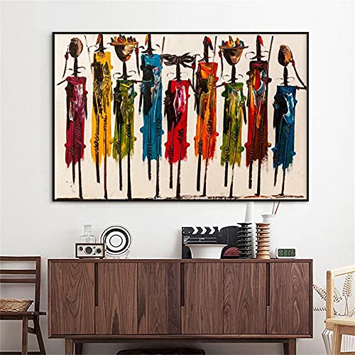 NCHEOI Pinturas de Arte de Pared Africanas - Mujer Negra Pop Étnico - Lienzos y Carteles para Dormitorio - Decoración del Hogar - 70x100cm Sin Marco