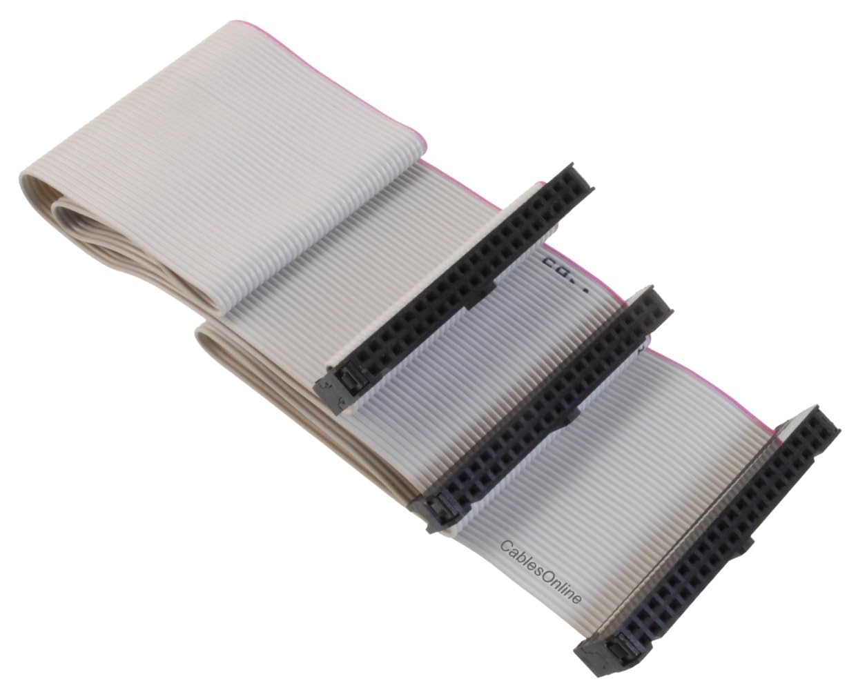 CablesOnline, 18-inches 3X 40-Pin (2x20) 2.54mm-Pitch Female IDC 40-Wire Flat Ribbon IDE Drives Cable, FI-218