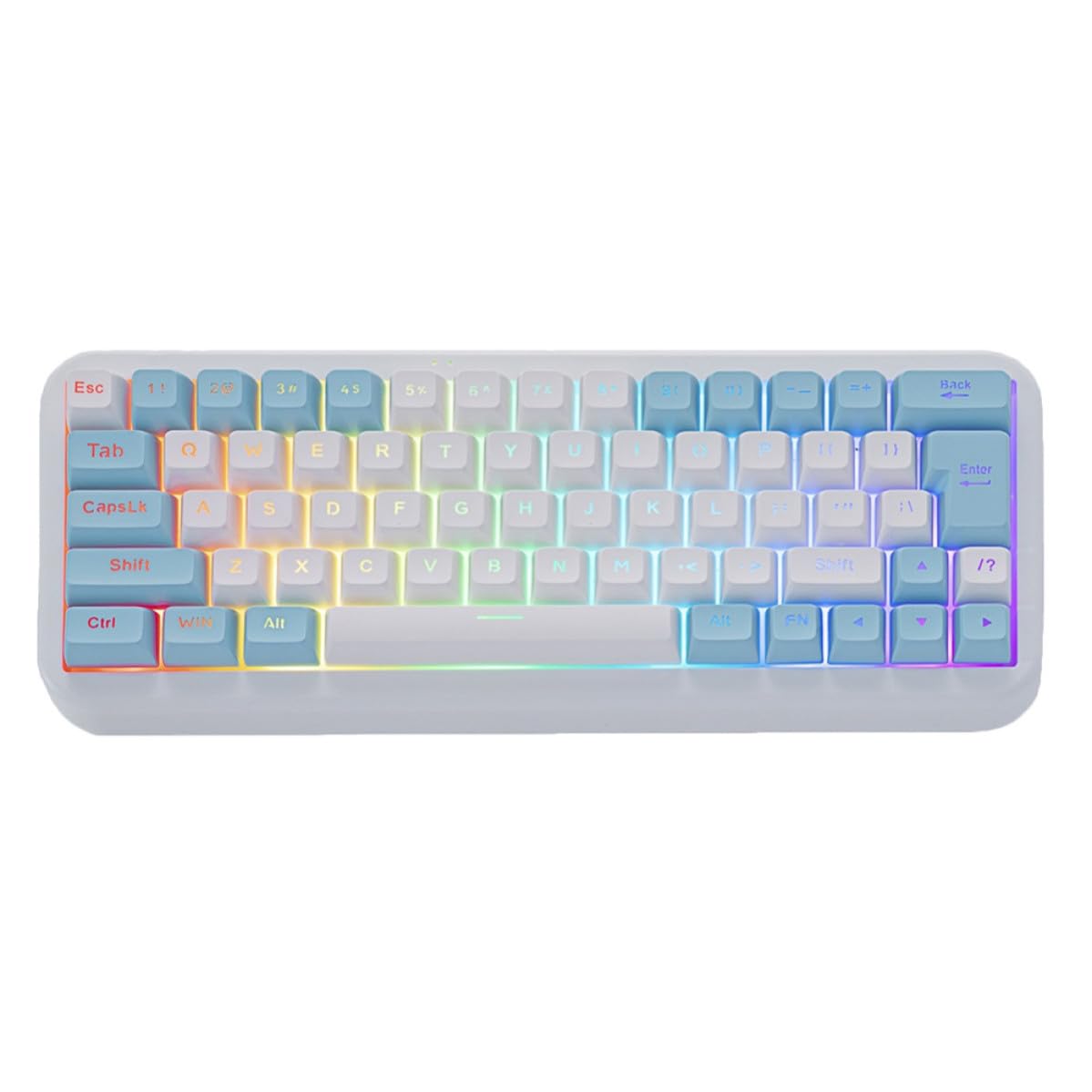 PACKOVE Teclado Inalámbrico 2.4g de 63 Teclas RGB, ABS Blanco