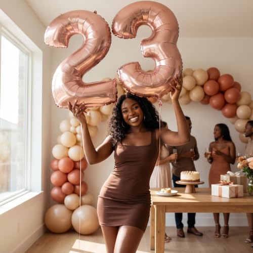 Image of YPSelected 32 Inch Large Foil Helium Number Balloon Birthday Wedding Party 0-9 (Rose Gold, 2)