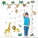 DECOWALL SG-2110 Dschungeltiere Höhendiagramm Kinder Wandaufkleber Abziehbilder Abziehen und Aufkleben Abnehmbar für Kinderzimmer Schlafzimmer Wohnzimmer Kunst Wandbilder Dekorationen