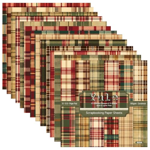 Papier de scrapbooking de Noël 15 cm pour cartes de vœux faites main 24 feuilles