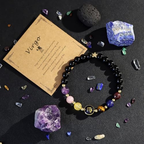 GolbalJew Zodiac Bracelets for Women 12 Constellations Healing Crystal Stone Beads Bracelet Birthday Zodiac Gifts Horoscope Spiritual Bracelet2