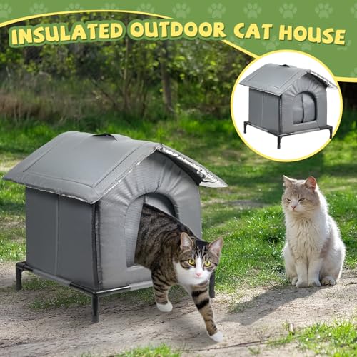Niche pour chat extérieur imperméable et abri isotherme résistant au vent - 5