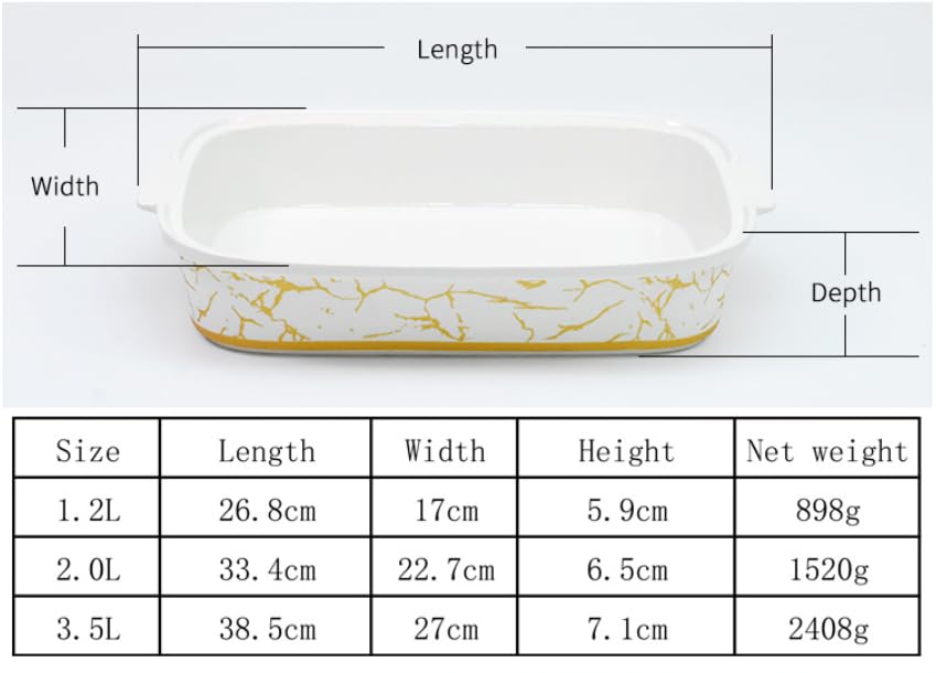Juego de 3 calentadores de comida para buffet, equipo comercial para hoteles y restaurantes, ideal para bodas y fiestas. Plato de cerámica dorado de lujo (1,2 L/2,0 L/3,5 L - Tamaño grande mejorado).