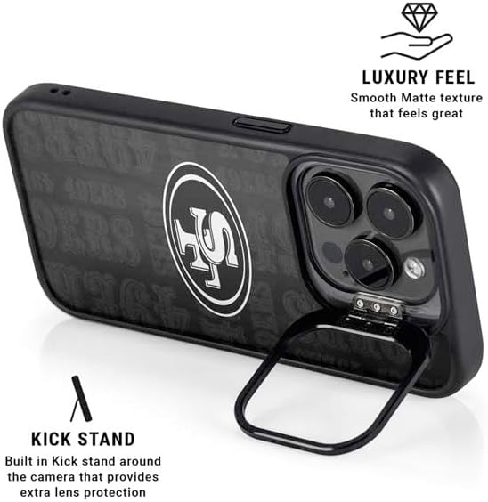 Skinit Kickstand Phone Case Compatible with iPhone 13 Pro - Officially Licensed NFL San Franciso 49ers Black & White Design