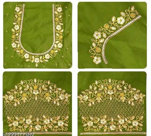 Unstitched Art Silk Blouse Material Embroidered | Latest Aku Pattu Fabric Work for Wedding | Wedding Season Special | Traditional Aku and Half Pattu Pattu Fabric |-image-30