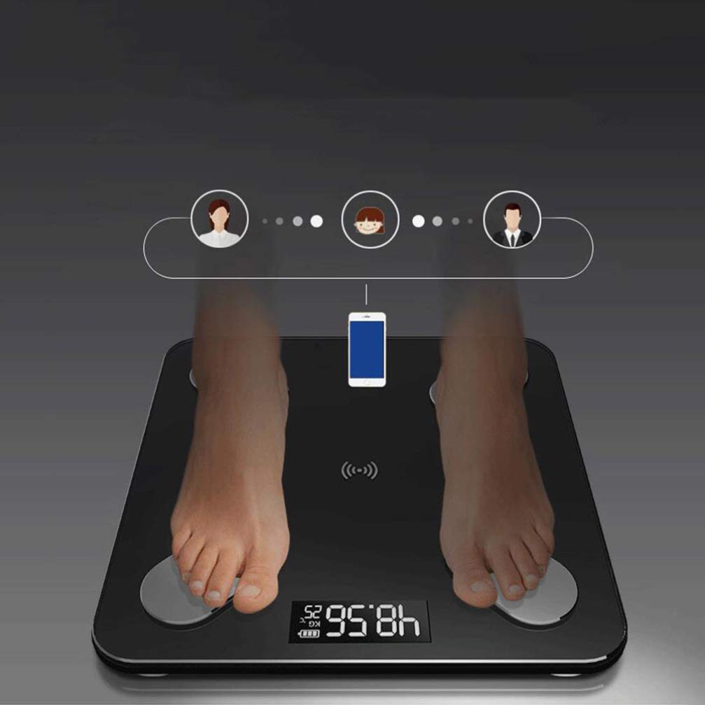Uonlytech Báscula Electrónica De Salud Inteligente Báscula De Grasa Corporal Medición De Peso Corporal Para Uso Casa Negro