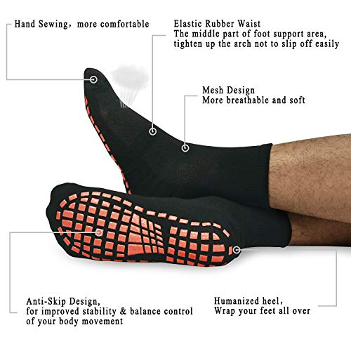 ELUTONG Men Non Slip Sticky Grips Socks 3 Pairs Tile Wood Floors Anti-Skid Workout Yoga Pilates Hospital Slipper Socks - Thumbnail 3
