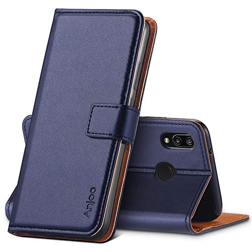 Anjoo Coque Compatible pour Huawei P20 Lite, Housse en Cuir avec Magnetique Premium Flip Case Portefeuille Etui Compatible pour Huawei P20 Lite, Bleu Violet