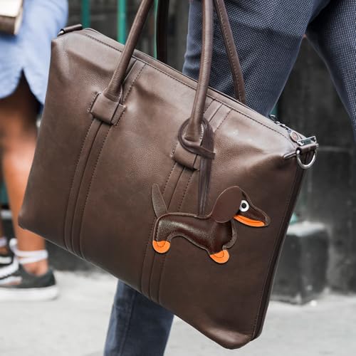 Lusofie 3 Stück Leder Dackel Schlüsselanhänger Set Taschenanhänger Tasche Welpe Hundetasche Anhänger Bag Charms Hundeförmiger Tierisch Keychain Süßes Hund Deko Dackel Geschenke Für Frauen Männer