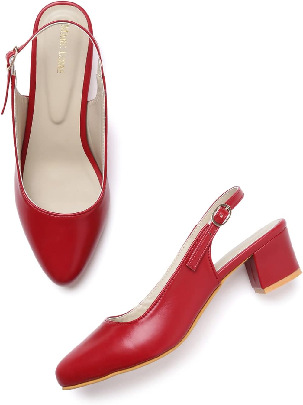 Marc Loire Women's Pointed Toe Block Heel Pumps for Office, Party and Formal Occasions