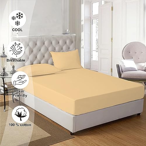 AmigoZone Egyptian Cotton 200 Thread Count 25CM/10" Deep Fitted Sheet (Super King, Latte) - Image 2
