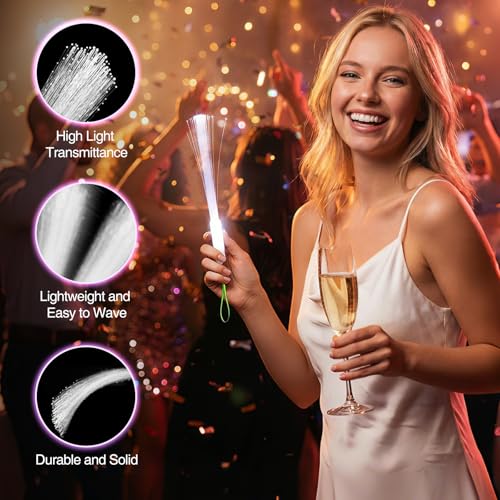 Image of 144‑Pack LED White Fiber Optic Glow Wands with 3 Flashing Light Modes