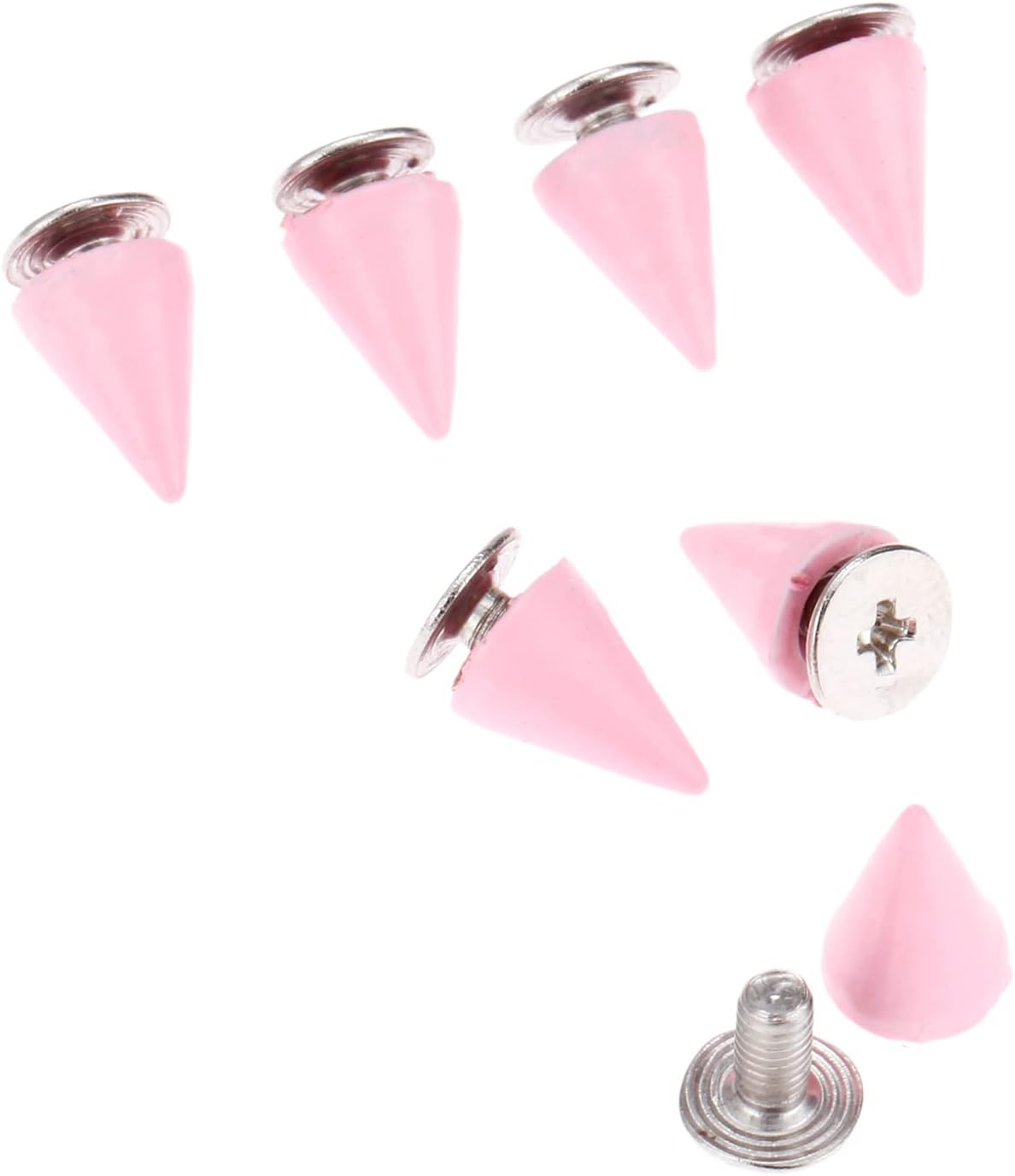 Yetaha Pink Punk Metal Rivets Screws, Colored Back Rivet, Cone Spikes Screw Back Studs for Handbag, Belt Shoes, DIY Leather Craft Findings 7X10MM