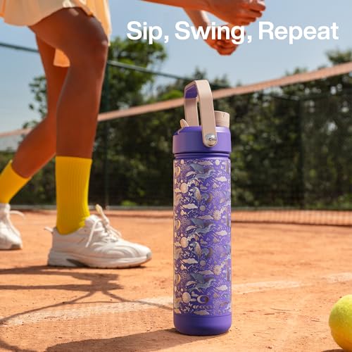 Image of ENCOOL Insulated Water Bottle with Straw Stainless Steel Water Bottle, Leak-Proof, BPA-Free, Double Wall Vacuum Keeps Cold for 24 Hours for Sports, Travel, School (26 oz, Stellar Steed)