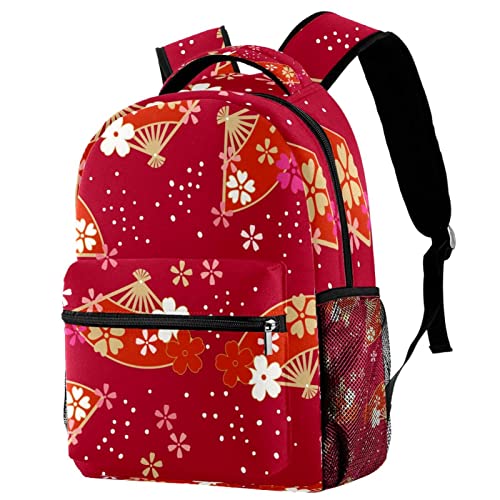 Sac à dos de voyage Sakura rouge avec porte-bouteille pour loisirs et campus