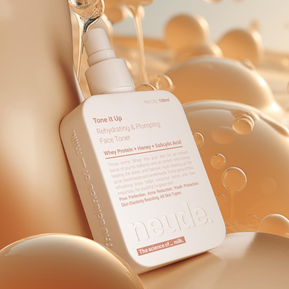 Neude Face Toner Niacinamide (100ml) with Whey Protein (Milk Peptides), Salicylic Acid for Oil & Acne Free Skin I Hydrating, Fades Blemishes, Brightens & Smoothen Skin, Tightens Pores Neude Face Toner Niacinamide (100ml) with Whey Protein (Milk Peptides), Salicylic Acid for Oil & Acne Free Skin I Hydrating, Fades Blemishes, Brightens & Smoothen Skin, Tightens Pores