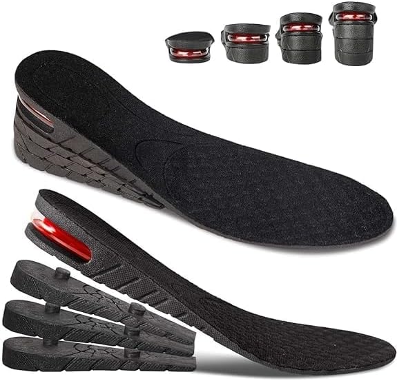 Height Increasing Insoles for Men & Women, Adjustable 4-Layer Shoe Lift Inserts, Breathable Cushioned Heel Pads, Hidden Height Booster Up to 9 CM, Beige, One Size, 1 Pair