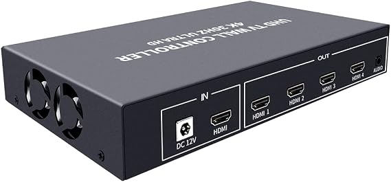 ISEEVY 4K UHD Video Wall Controller 2x2 1x2 2x1 TV Wall Processor Support 3840x2160@30 HDMI Input for 4 TV Splicing Display